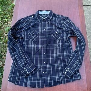 Banana Republic Black Plaid Button-Down Shirt - Size XL